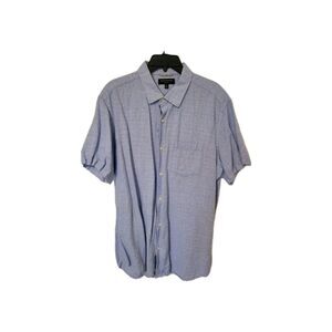 Banana Republic Shirt Mens XLarge Blue Plaid Linen Blend Slim Fit SS Button Up
